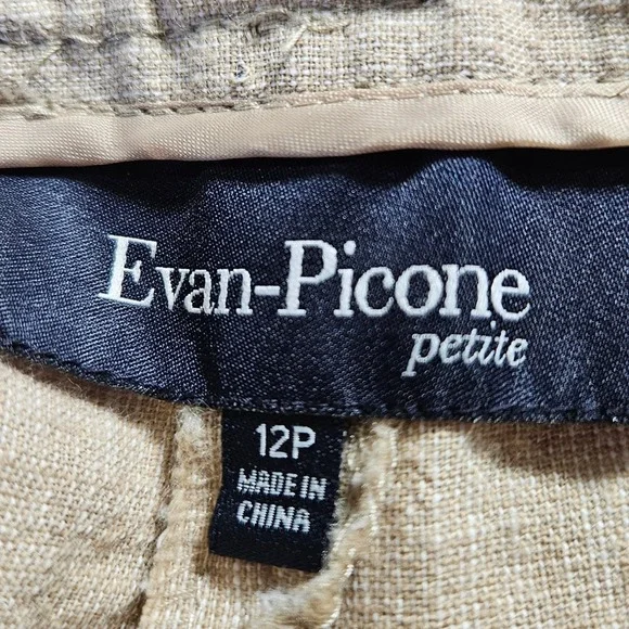 Evan Picone Petite Beige Linen Blend Wide Leg Trousers Size 12P - Picture 4 of 8